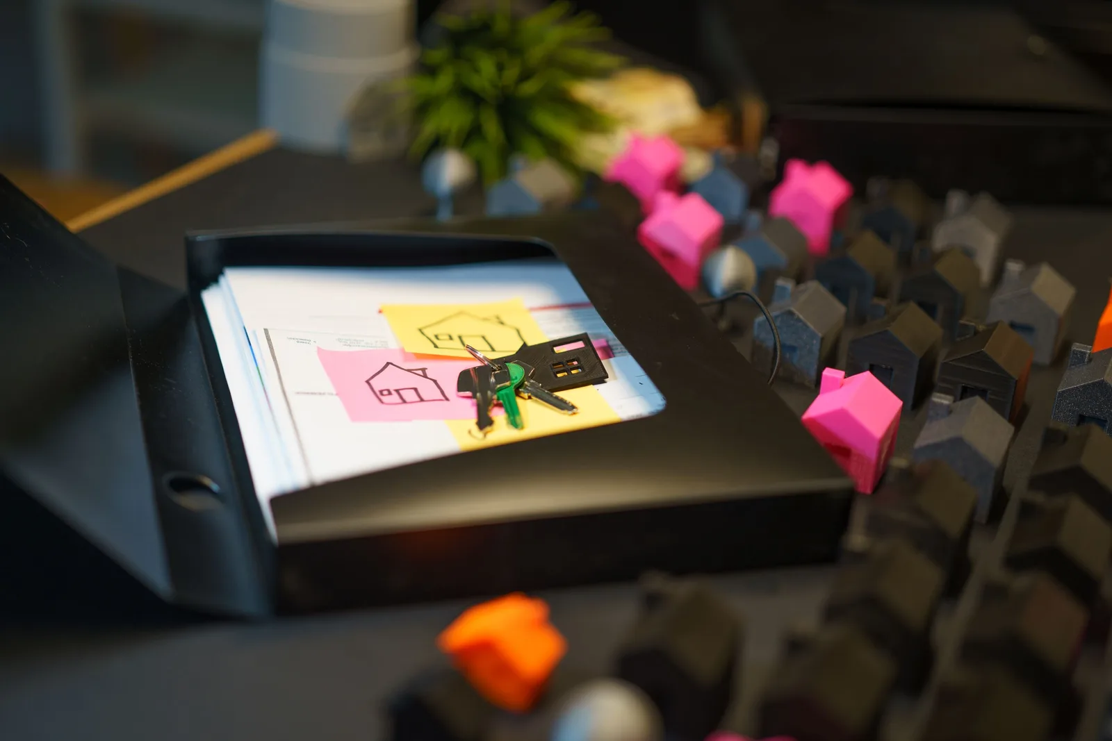 Close-up of a property management lockbox key slot on a managed rack for agent access